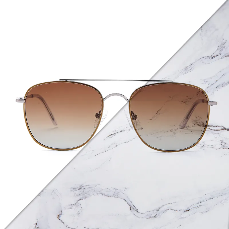 Fashion Metal Pilot Sun Glasses Male Driving Eyewear Double Bridge Retro Eyeglasses For Men Classic Sunglasses Polarized Brand