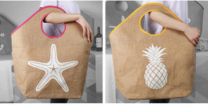 Sac fourre-tout en jute personnalisé, imprimé, imperméable, pour les voyages d'été, design OEM, vente en gros - Product Image 5