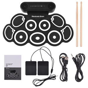 Batterie électronique avec double haut-parleur Roll up Drum Pad 9 Pads Supports BT MIDI Diverses connexions audio Prise casque 10 heures - Product Image 1