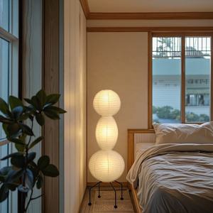 Wabi-Sabi meubles grand abat-jour en papier LED <span class=keywords><strong>boule</strong></span> de papier de riz lampadaires pendentif pour salon chambre Loft décor à la maison - Product Image 3
