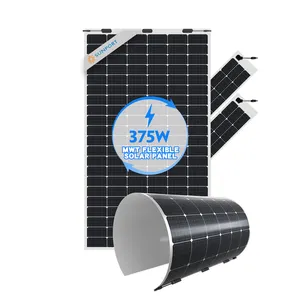 Sunport điện mwt Monocrystalline silicon linh hoạt 375 Wát Trọng lượng nhẹ mô-đun năng lượng mặt trời tấm pin mặt trời cho ngôi nhà màu xanh lá cây