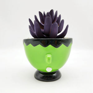 Jardín Sala de estar Decoración de mesa Plantas artificiales Suculentas Maceta Linda Cerámica Zombie 3D Maceta - Product Image 6