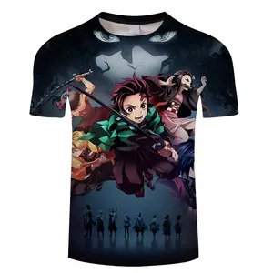 Camiseta con estampado Digital 3D para hombre, camisa de manga corta de Anime de Demon Slayer, Kimetsu Yaiba No, de verano