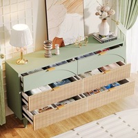 Nouvelle conception moderne, armoire de rangement modulaire de luxe léger, commode verte en bois à 6 tiroirs, panneau MDF, salon