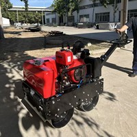Compacteur routier vibrant à double tambour de 650 kg, rouge, personnalisé, haute puissance de compactage, compacteur hydraulique pour routes en asphalte