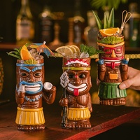 Verre à cocktail en céramique au design moderne et minimaliste, tasse Tiki à rayures verticales, verre décoratif pour bar, décoration de la maison