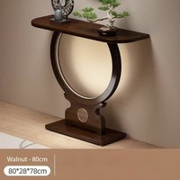 Table console semi-circulaire traditionnelle en bambou avec rangement pour salon et hôtel, décoration murale pour couloir lumineux