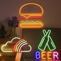Enseignes au néon LED Hamburger pour salle de jeux, bar, pub, magasin, club, garage, maison, fête, art mural, gaming