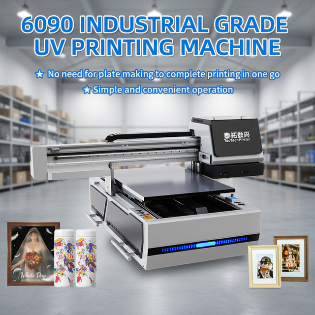 New Custom Industrial Grade 6090 UV DTF Flatbed Printer 3200U1 1600E1 Printhead Full-Automatic Multi Color Ink Printing Machine