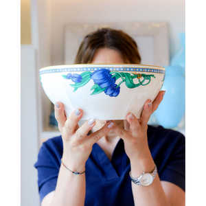 Richard Ginori Duchessa 12-Piece Stoneware Dinnerware Set Blue Tulip Decorative <b>Ceramic</b> Plates and Melamine <b>Italian</b> Tradition - Product Image 3