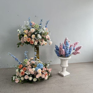 Centrotavola con Sfere di Fiori Artificiali in Seta, Composizioni Floreali Leggere e Realistiche in Rosa e Blu, per Pasqua e Natale - Product Image 3