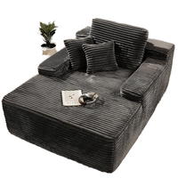Canapé-lit compressé surdimensionné en velours côtelé, livré en boîte, sans assemblage, chaise longue moderne d'intérieur, garni d'éponge, pour usage scolaire