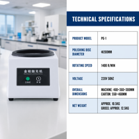 Polisseuse métallographique à disque unique à vitesse variable haute performance JINGJING PG-1, machine de polissage d'échantillons de laboratoire 0,18 kW