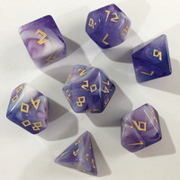 Set Dadu Dnd Sampel Gratis Mainan Unik Permainan Papan Polihedral 7pcs Akrilik Transparan 4 Warna Swirl Kantong Beludru