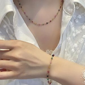 Xinfly 18K Gold and Colored Sapphire Jewelry Set <b>Cute</b> Style Necklace and <b>Bracelet</b> for Ladies Women for Party Birthday - Product Image 1