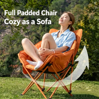 Chaise pliante légère et durable avec assise rembourrée, coque matelassée, poche latérale en maille, portable pour camping, plage, parc – Vente directe usine