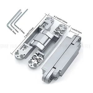 80KG 무거운 의무 문 3D 조정 가능한 문 경첩 180 도 은폐 경첩 아연 합금 보이지 않는 나무 문 경첩