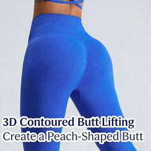 Leggings de yoga pour femmes, personnalisés, sans coutures, taille haute, effet push-up, anti-transparence, en nylon et élasthanne, à séchage rapide, pour la gym et le yoga - Product Image 2