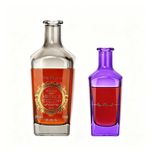 Botella de Vidrio Redonda de Lujo Personalizada de Color <span class=keywords><strong>Morado</strong></span> de 500 ml y 750 ml para <span class=keywords><strong>Vodka</strong></span> y Ginebra, Sellada con Corcho, Impresión Serigráfica, <span class=keywords><strong>Precio</strong></span> de Fábrica - Product Image 3