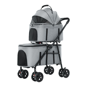 Kereta Dorong Hewan Peliharaan 4 Roda Logam Dua Lapis Gaya Teddy Ringan Dapat Dilipat Tas Dapat Dilepas Untuk Hewan Peliharaan Sedang Besar Berkemah 20kg - Product Image 4