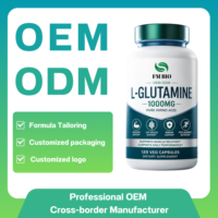 L-Glutamine 1000mg Capsules Végétales 120pcs Poids Net 60g Végétalien Sans OGM Sans Gluten Post-Entraînement Complément Marque Blanche
