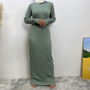 6435-1# New Winter <b>Dress</b> Sweater Material Slim Sleeves Fashionable Warm Muslim Women Classy Long <b>Dress</b> - Product Image 3