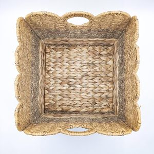 Vỏ sò <span class=keywords><strong>wicker</strong></span> Lưu trữ hình khối giỏ nhiệm vụ nặng nề lục bình giỏ cho kệ có thể gập lại tự nhiên Boho vuông Thùng - Product Image 2