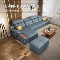 Modernes 3-Sitzer Queen L-förmiges Modulares Stoffsofa-Bett mit Verstellbarer Rückenlehne und Stauraum Multifunktionales Wohnzimmermöbel