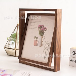 Rotatable <b>Black</b> Walnut Wood <b>Photo</b> <b>Frame</b> 8x10 Vertical Handmade Tabletop Decor For Living Room Bedroom Study - Product Image 3