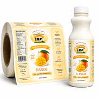 Étiquettes personnalisées pour bouteilles de yaourt, autocollantes, imperméables, pour bouteilles de lait et de jus, imprimées, écologiques, emballage alimentaire