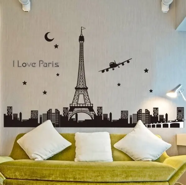 ABQ9602 Paris Wall Decal Home Living Room Eiffel Tower Night Glow Sticker