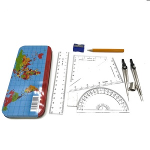 Meilleur prix d'usine d'origine, 9 pièces, ensemble de géométrie A5001 avec carte du monde, boîte de géométrie pour les enfants à l'école - Product Image 6