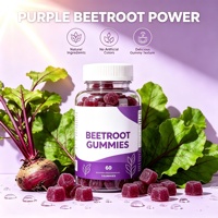 OEM Gummies Naturels de Betterave Soutient Énergie Circulation Santé Cardiaque Vegan 60 Gommes Complément Alimentaire
