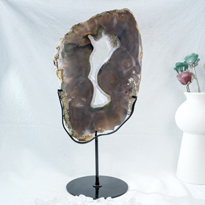 All'ingrosso pietra di cristallo naturale di alta qualità ametista agata <span class=keywords><strong>Druzy</strong></span> Geode fetta con supporto per la decorazione - Product Image 1