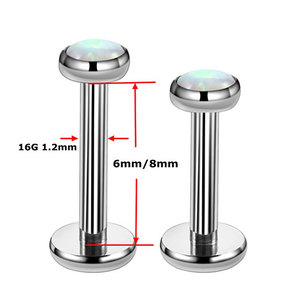 Piercing Labret in Titanio G23 con Opale, Anelli Monroe, Piercing Tragus 16G, Gioielli per il Corpo in Titanio Brillante - Product Image 2