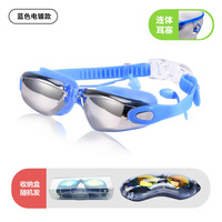 Lunettes de Natation Adulte en Stock Anti-Buée Anti-UV Étanche en Silicone avec Vision Panoramique et Bouchons d'Oreille