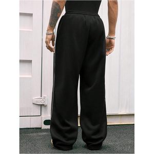 Pantalon de survêtement respirant 100 % polyester pour homme FOXA, taille haute, coupe large, avec cordon de serrage, style streetwear à rayures latérales - Product Image 2