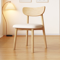 Chaise de salle à manger moderne en bois et caoutchouc avec coussin rembourré ergonomique à dossier incurvé pour meubles de cuisine et de salle à manger