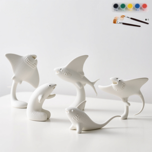Custom Bisque Shark Figurine-Blank <strong>Clay</strong> <strong>Sculpture</strong> Ready to Paint Handmade Animal Art Project for Schools &amp; Home - Product Image 3