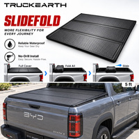 Couverture de benne rigide pliable en aluminium pour pick-up BYD Shark 6 double cabine, compatible avec benne de 5 pieds, type tonneau coulissant et pliable en trois parties