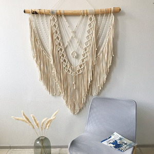 <span class=keywords><strong>Tapisserie</strong></span> murale bohème en macramé 120x140 cm pour chambre à coucher, salon ou hôtel - Product Image 1