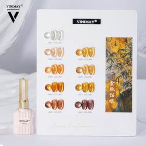 Vinimay Golden Autumn <span class=keywords><strong>Cat</strong></span> Eye Gel Polish Fall 9 colores Gel UV magnético Logotipo personalizado Uñas de ojo de gato de larga duración para otoño - Product Image 1