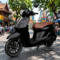 Scooter électrique rétro vintage, design élégant, siège en cuir confortable pour les trajets quotidiens en famille