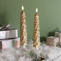 Bougie conique en cire de paraffine LED de Mermei avec télécommande, flamme 3D, motif arbre de Noël, autoportante pour la décoration de la maison et les fêtes