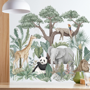 Nouveau design, autocollant <span class=keywords><strong>mural</strong></span> <span class=keywords><strong>jungle</strong></span>, éléphant, lion, panda, peintures murales, salon, papier peint décoratif, autocollants adhésifs pour fond de télévision - Product Image 2