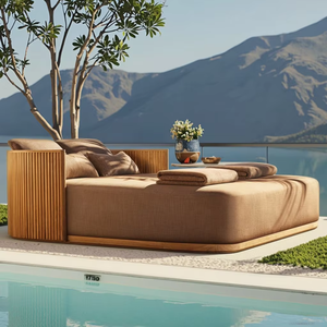 Foshan Full <strong>Daybed</strong> Sofa Couch <strong>Outdoor</strong> Wood Lounge Tanning Bed <strong>With</strong> <strong>Canopy</strong> for Garden Relaxation - Product Image 1