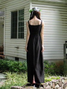 Vestido de Gala Largo con Escote Cuadrado Negro y Tirantes de Diamantes, Estilo Clásico, de Satén de Secado Rápido, para Reunión Anual, <span class=keywords><strong>Triumph</strong></span> - Product Image 3