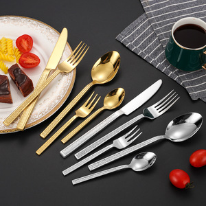 Stainless Steel Cutlery <b>Set</b> Knife Fork Spoon Western Steak Dinnerware For Restaurants Hotels Party Use Solid Color Pattern - Product Image 1