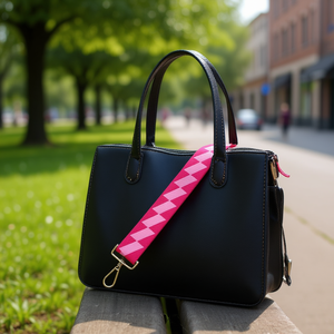 Sangle en tissu de 4 cm à carreaux rose rouge pour sac - Product Image 2