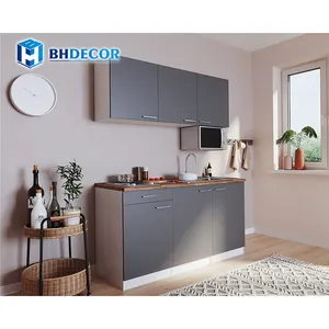 Armários de cozinha luxuosos em forma de L, vidro brilhante, pvc, mini armários de cozinha pequenos com pia e armário para apartamento, preço barato